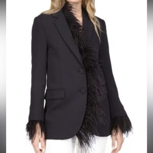Michael Kors Single-Breasted Boyfriend Feather Blazer